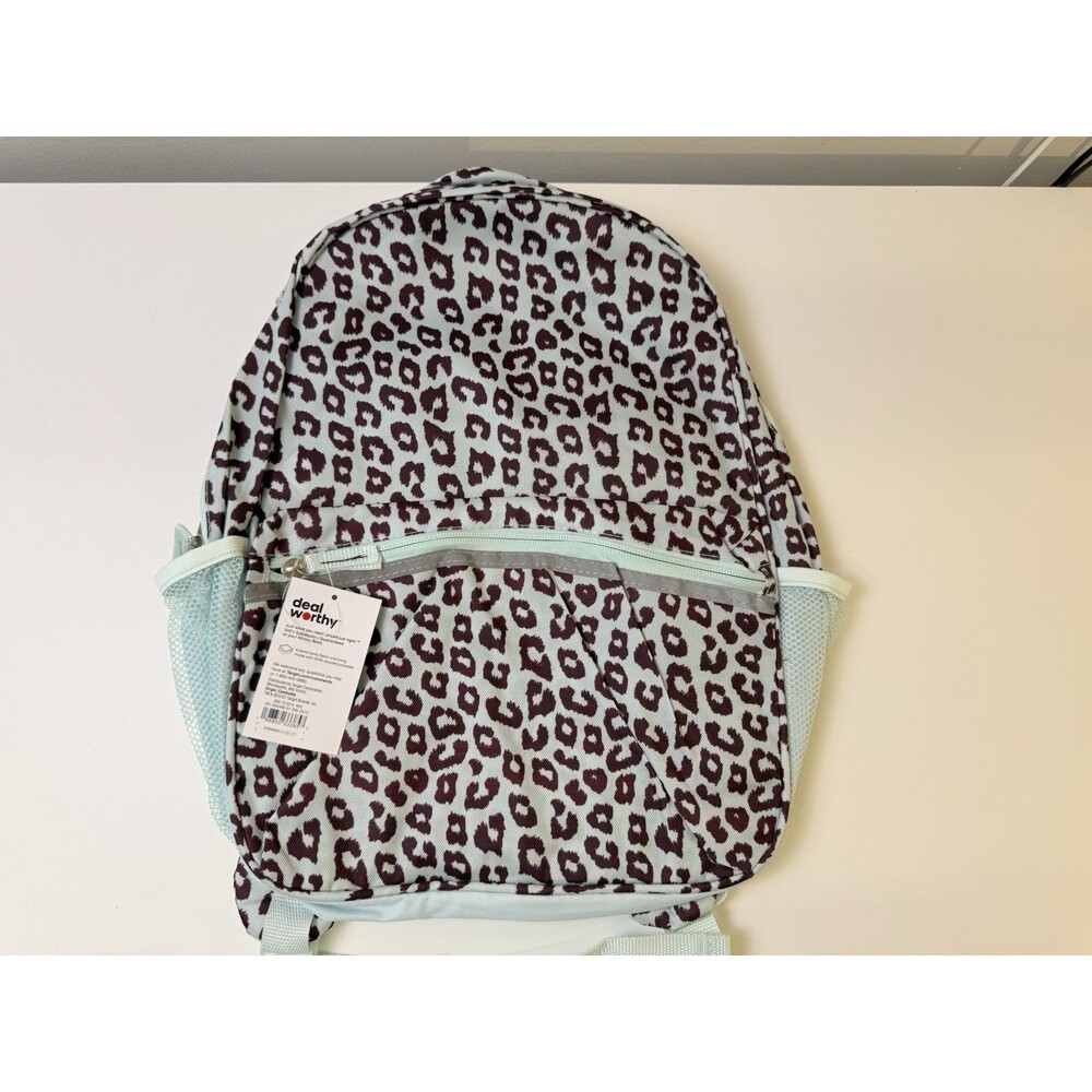 New Deal Worthy Teal & Leopard Print Backpack Fits 15in Laptop NWT